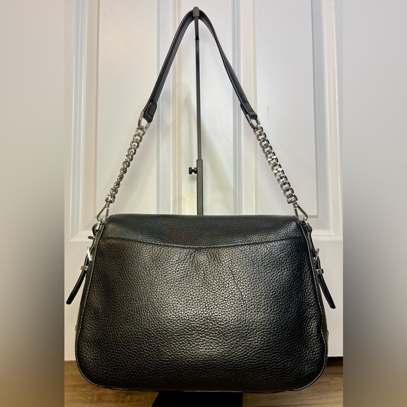 MICHAEL KORS BEDFORD LEGACY LEATHER FLAP SHOULDER BAG in BLACK - EUC - Picture 3 of 10